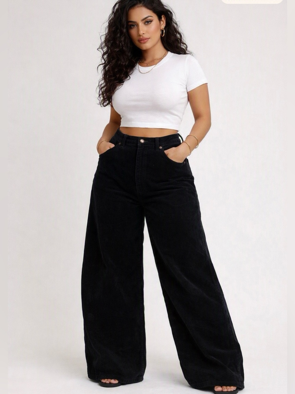 Madewell Black Courdoroy SuperWide Leg Jeans